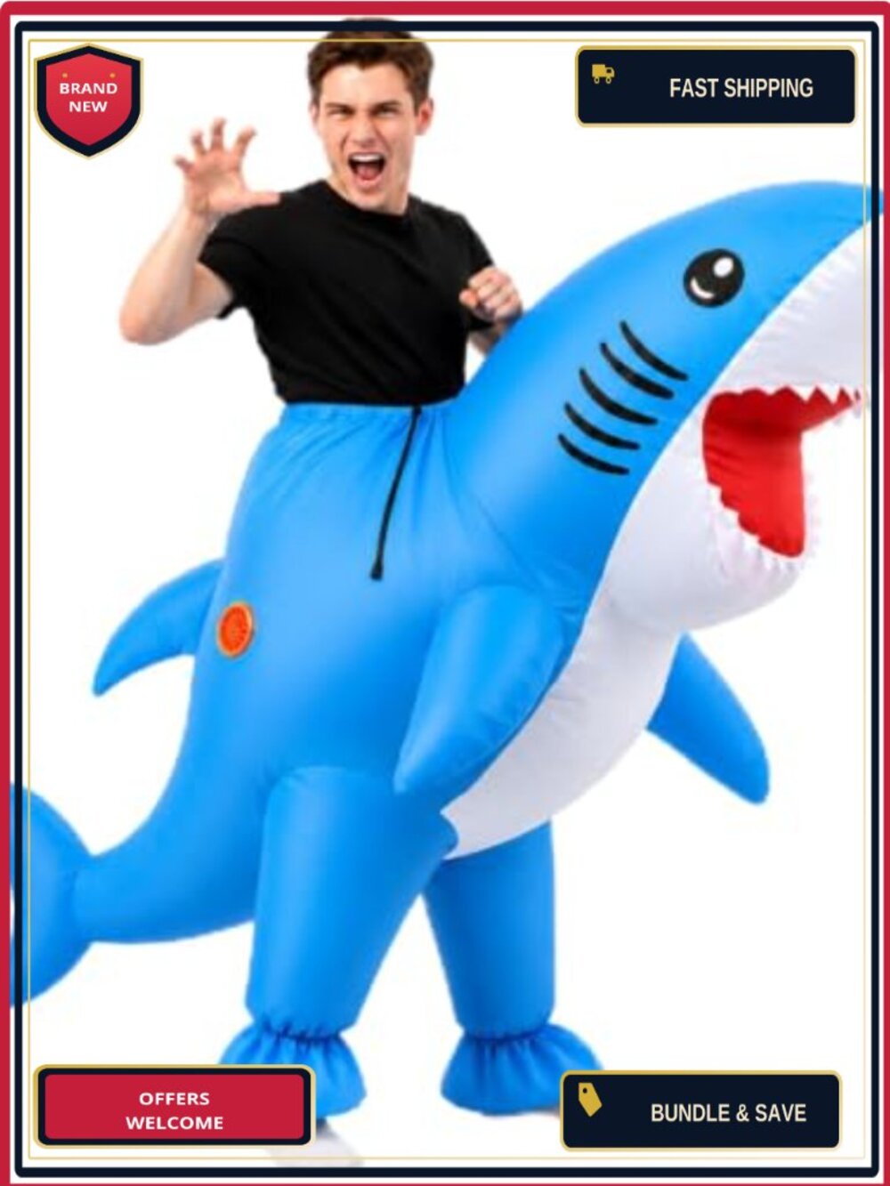 Adult Inflatable Shark Costume Halloween Party Cosplay